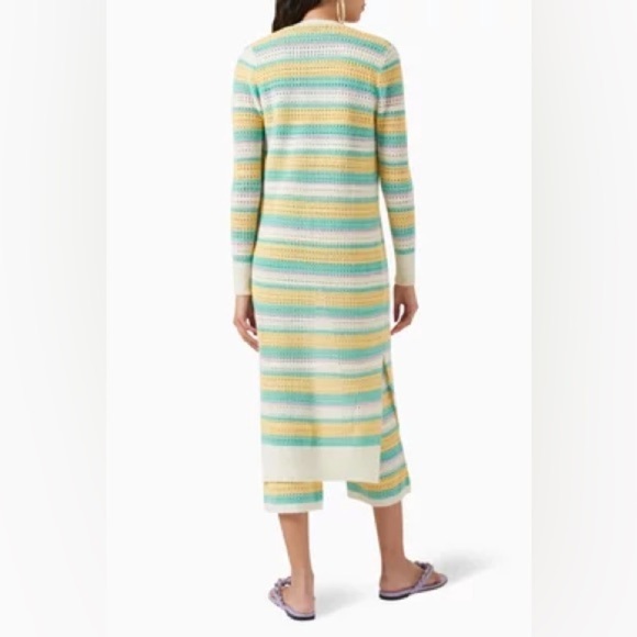Izaak Azanei Long cardigan with multi-colored crochet stripe Cashmere Wool Blend - Picture 12 of 12